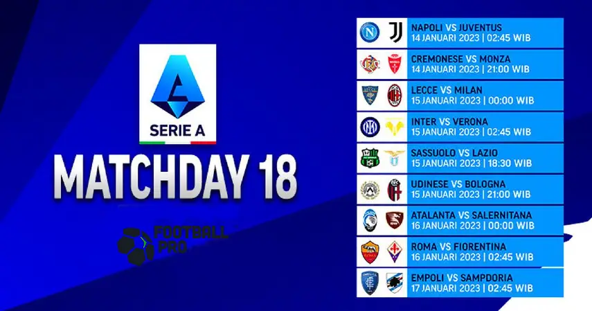 Jadwal Serie A Pekan 18: Pertemuan Sengit Juventus F.C. vs AS Roma